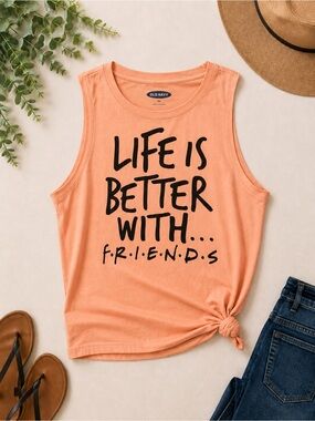 Old Navy Friends Graphic Muscle Tank Top Peach Orange XXL Plus Size